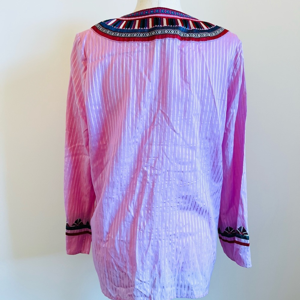 FIGUE Lily Embroidered Tunic Top Afterglow Pink Size Medium - Picture 5 of 10